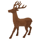 Hirsch beflockt braun gross 32 x 17 x H 46cm, Kunststoff