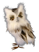 Eule mit Federn natur-weiss 24 x 25 x H 33cm