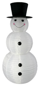 Schneemann weiss/schwarz, Nylon, zum Hängen, H 100 x Ø 50cm, zusammenfaltbar