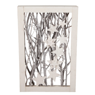 Rahmen Winteräste/Sterne kl. crèmeweiss-grau, 30x6,5x47cm