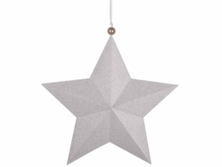 Stern Alpha silber Ø 22cm Glitter, Karton, 5,5cm dick