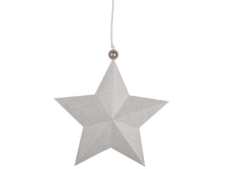 Stern Alpha silber Ø 15cm Glitter, Karton, 3,5cm dick
