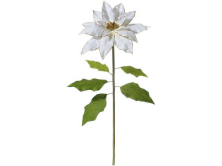 Poinsettia XL weiss-gold mit Glitter, H 120cm, Ø 50cm