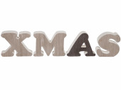 Schrift XMAS Holz taupe-weis H 15cm, L 75cm, 3,5cm dick
