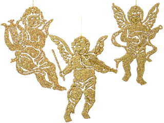 Engel/Musikinstrumente gold 10cm sortiert 6 Stück/Set
