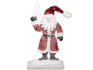 Nikolaus mit Tanne Winterland Watte/Filz, Schnee/Glitter H 55cm B 30 x T 11cm