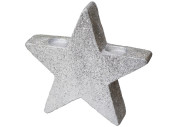 Stern Wonderland silber 32 x 32 x 8cm mit 2 Einsätze für Kerzen