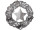 Kranz mit Stern Ornament silber, Ø 36cm x 9cm, mit Text XMAS, Holz