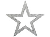 Glimmerstern Kontur silber 27cm Kunststoff beglimmert