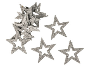 Glimmersternhänger silber Kontur, Ø 5cm, 12 Stück
