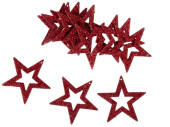 Glimmersternhänger rot Kontur, Ø 5cm, 12 Stück