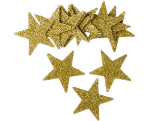 Glimmersternhänger gold voll, Ø 5cm, 12 Stück
