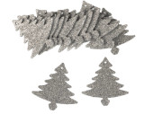 Glimmertannenhänger silber Ø 5cm, 12 Stück