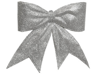 Schleife Holly silberGlitter 27 x 23cm Kunststoff m. Clip