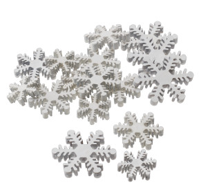 Eiskristalle aus Holz weiss Ø 3 - 5cm, ca. 22 Stück