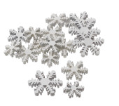 Eiskristalle aus Holz weiss Ø 3 - 5cm, ca. 22...
