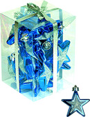 Sterne blau/silber 6cm Kunststoff 16 Stk. Box