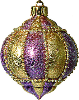 Kugeln violett/gold 8cm orientalisch 3 Stk./Box