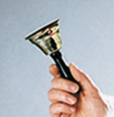 Nikolaus-Glocke gold 12cm mit Holzgriff schwarz