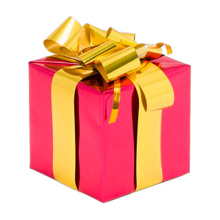 Geschenkpaket mit Schleife Paket rot, Schleife gold 6 Stück, 10 x 10 x 10cm