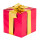 Geschenkpaket mit Schleife Paket gold, Schleife rot 1 Stück, 20 x 20 x 20cm