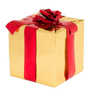 Geschenkpaket mit Schleife Paket rot, Schleife gold 1 Stück, 20 x 20 x 20cm