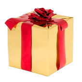 Geschenkpaket mit Schleife Paket rot, Schleife gold 1...