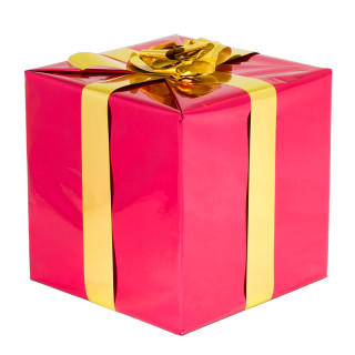 Geschenkpaket mit Schleife Paket rot, Schleife gold 1 Stück, 30 x 30 x 30cm