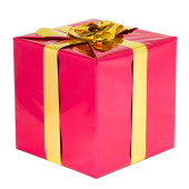 Geschenkpaket mit Schleife Paket rot, Schleife gold 1...