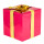 Geschenkpaket mit Schleife Paket rot, Schleife gold 1 Stück, 30 x 30 x 30cm