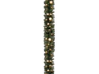 Tannenranke gold/glanz/matt 270cm mit Weihnachtskugeln