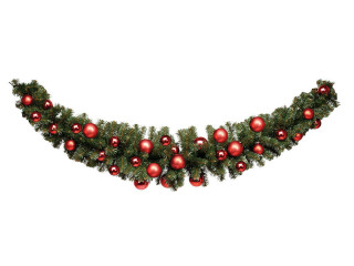 Bogengirlande rot/glanz/matt 180cm mit Weihnachtkugeln