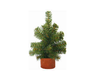 Tannenbäumchen mini H 23cm Ø 14cm, 32 Tips, Holzfuss