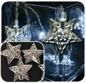 Metallsterne Ornament silber 20 Stück, 6,3 x 5,6cm,...