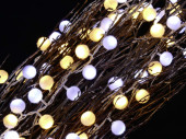 Lichterkette Baumwollkugeln warm-/kaltweiss gemischt für Innen, 3.8m, 128 LEDs, inkl. Netzteil