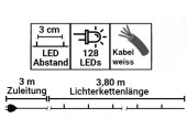 Lichterkette Baumwollkugeln warm-/kaltweiss gemischt für Innen, 3.8m, 128 LEDs, inkl. Netzteil