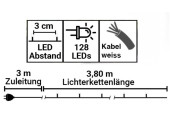 Lichterkette Baumwollkugeln nur kaltweiss für Innen, 3.8m, 128 LEDs, inkl. Netzteil