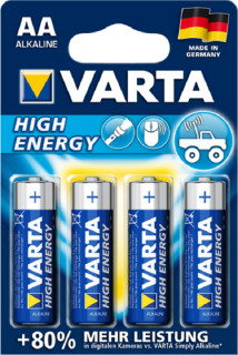 VARTA High Energy Batterien 1.5V Mignon/AA/LR06, 4 Stück 2600mAh