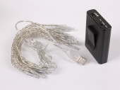 USB-Lichterkette 20 LEDs kaltweiss, indoor Kabel transp., 3,8m, Timer