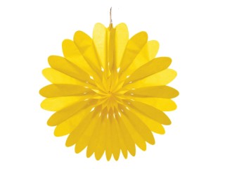 folding rosette yellow Ø60cm, paper, flame-retardant