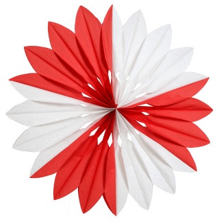 Faltrosette rot/weiss Ø 60cm Papier, schwer entflammbar