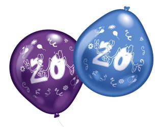 Luftballons Zahlen "20" bunt gemischt, 10 Stück Umfang 75 - 85 cm