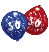 Luftballons Zahlen "30" bunt gemischt, 8...