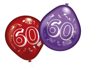 Luftballons Zahlen "60" bunt gemischt, 10...