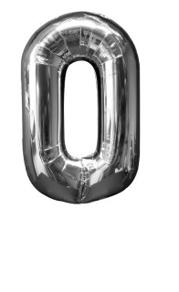 Folienballon XL silber H 86 x 58cm, Zahl 0