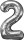 Folienballon XL silber H 86 x 58cm, Zahl 2