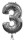 Folienballon XL silber H 86 x 58cm, Zahl 3