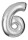 Folienballon XL silber H 86 x 58cm, Zahl 6