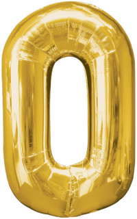 Folienballon XL gold H 86 x 58cm, Zahl 0