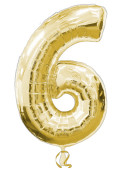 Folienballon XL gold H 86 x 58cm, Zahl 6